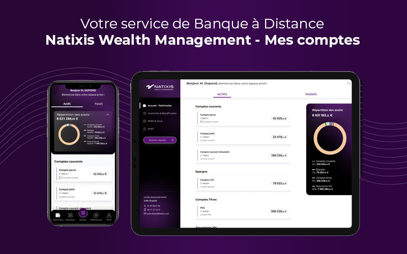 mobile et tablette espace client Natixis Wealth Management Mes comptes