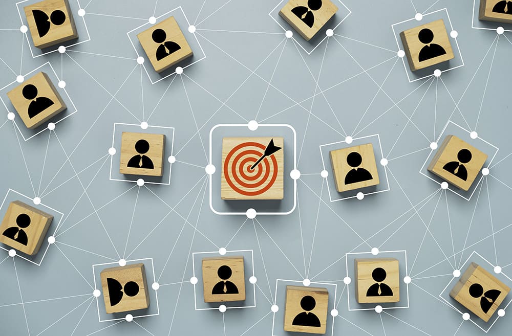 tableau avec des liens entre une cible d'objectifs et les collaborateurs